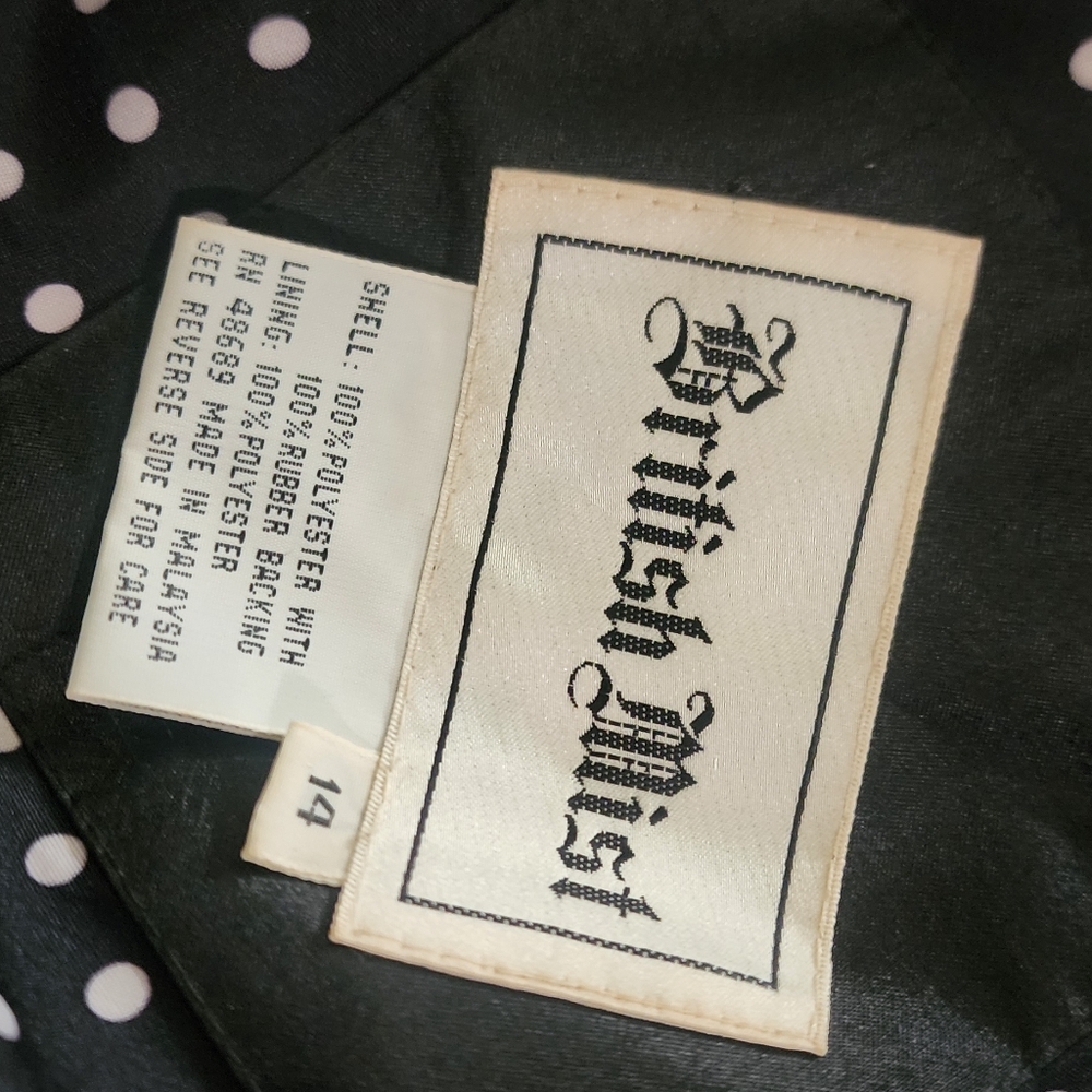 Vintage British Mist Black Double Belted Trench Rain Coat Sz 14 - Picture 6 of 10